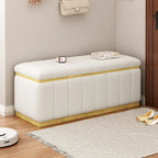 Banc de rangement en lin beige, capitonné, 2-3 places