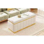 Banc de rangement en lin beige, capitonné, 2-3 places