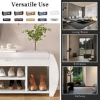 Banc de rangement incurvé avec coussin, une place, Espresso/Bleu foncé/Marron/Blanc/Noir