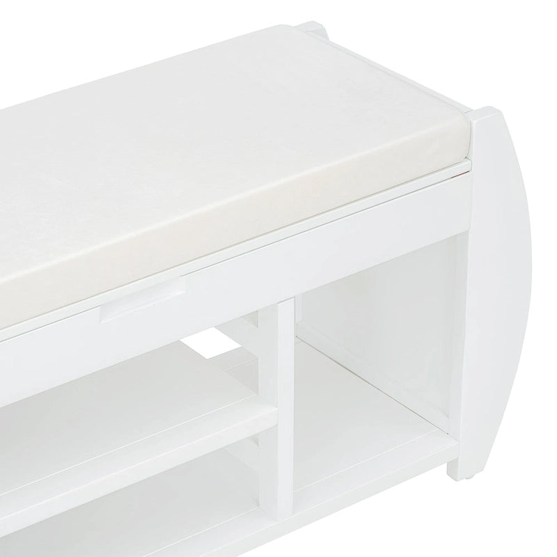 Banc de rangement incurvé avec coussin, une place, Espresso/Bleu foncé/Marron/Blanc/Noir