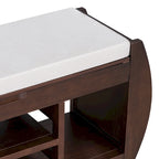 Banc de rangement incurvé avec coussin, une place, Espresso/Bleu foncé/Marron/Blanc/Noir