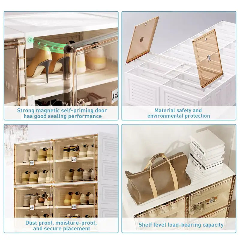 Meuble à chaussures 6 étagères marron et blanc avec portes, panneau plat, usage individuel