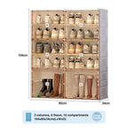 Meuble à chaussures 6 étagères marron et blanc avec portes, panneau plat, usage individuel