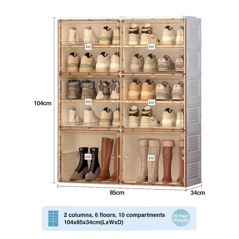 Meuble à chaussures 6 étagères marron et blanc avec portes, panneau plat, usage individuel