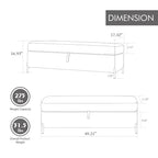Banc de rangement en velours noir/bleu marine, 124,5 cm de large, 1 personne