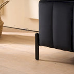 Banc de rangement en velours noir/bleu marine, 124,5 cm de large, 1 personne