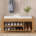 Banc de rangement incurvé avec coussin et étagère à chaussures, 5 coloris, 1 personne