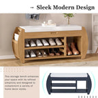 Banc de rangement incurvé avec coussin et étagère à chaussures, 5 coloris, 1 personne
