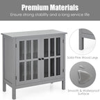 Meuble console vitré à 2 portes avec étagère, noir/gris