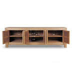 Armoire de rangement 6 portes en pin naturel, style rustique, 221 cm de large