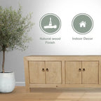 Armoire de rangement 6 portes en pin naturel, style rustique, 221 cm de large