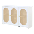Bahut 3 portes en rotin marron/blanc/bois naturel/noir antique