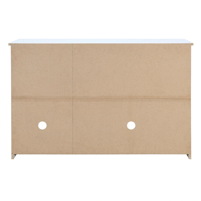 Bahut 3 portes en rotin marron/blanc/bois naturel/noir antique