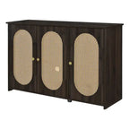 Bahut 3 portes en rotin marron/blanc/bois naturel/noir antique