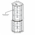 Meuble d'angle blanc avec portes vitrées et éclairage intégré, montage par 1 personne