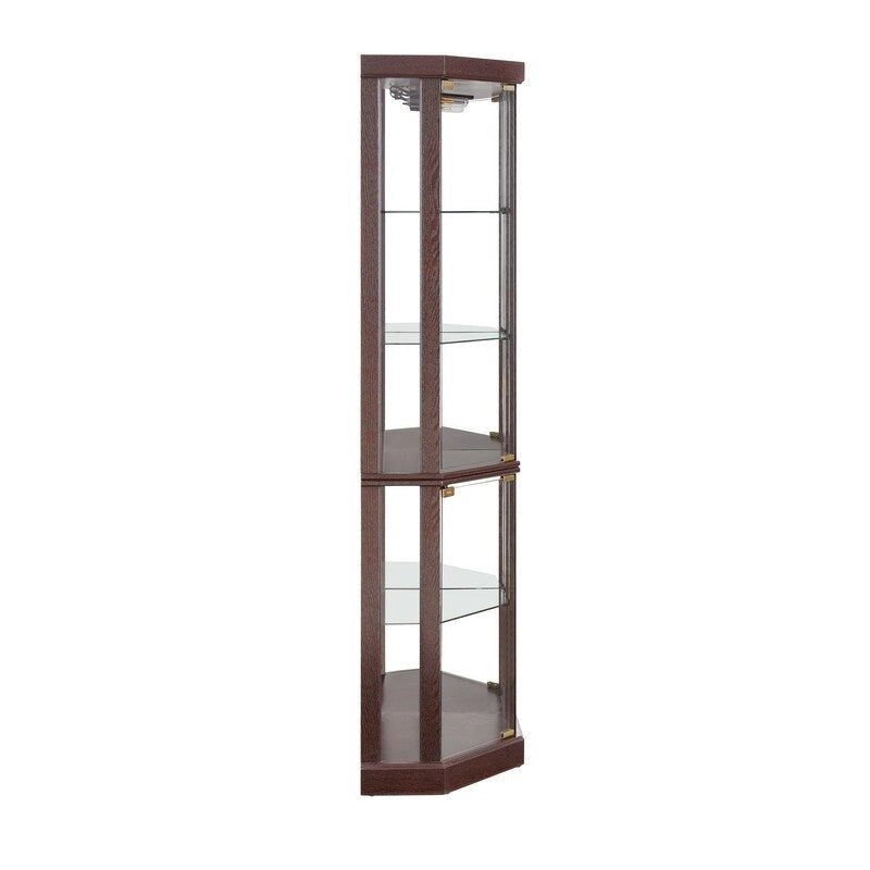 Meuble d'angle blanc avec portes vitrées et éclairage intégré, montage par 1 personne