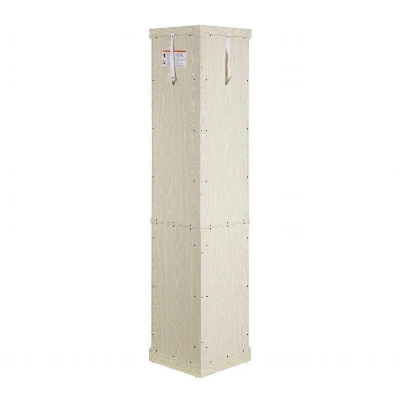 Meuble d'angle blanc avec portes vitrées et éclairage intégré, montage par 1 personne