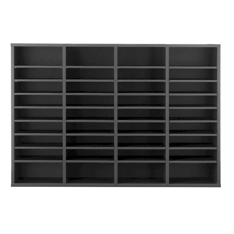 Organisateur de fichiers en bois à 36 compartiments, couleur vintage marron / gris / blanc / noir, pour utilisateur unique