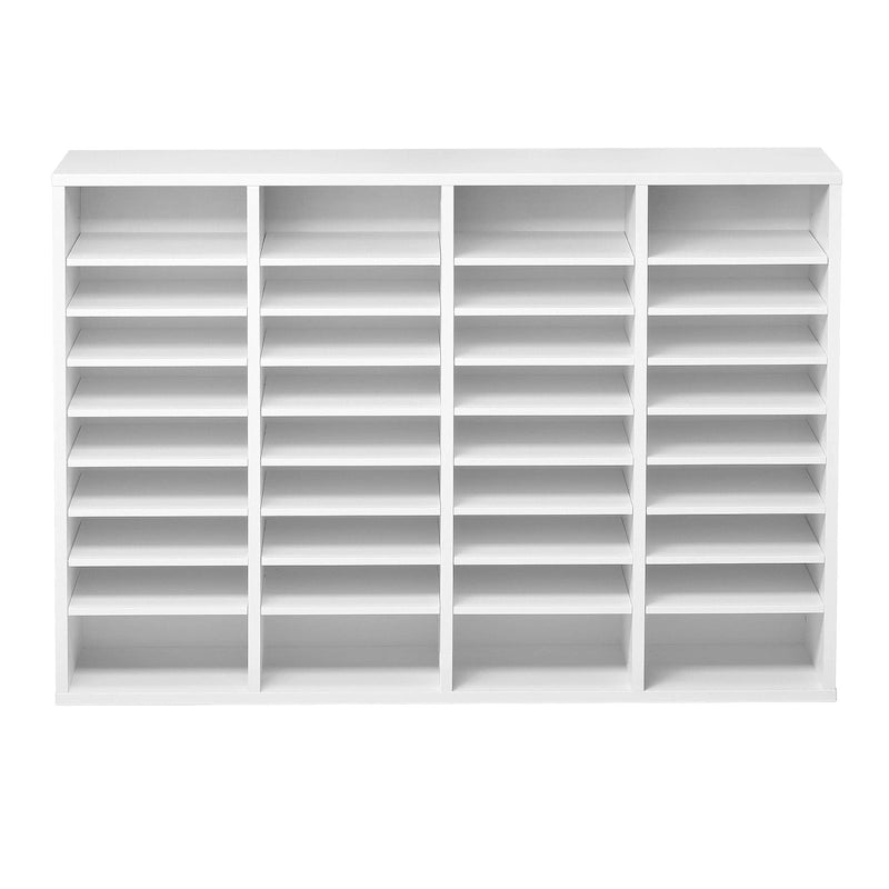 Organisateur de fichiers en bois à 36 compartiments, couleur vintage marron / gris / blanc / noir, pour utilisateur unique