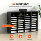 Organisateur de fichiers en bois à 36 compartiments, couleur vintage marron / gris / blanc / noir, pour utilisateur unique