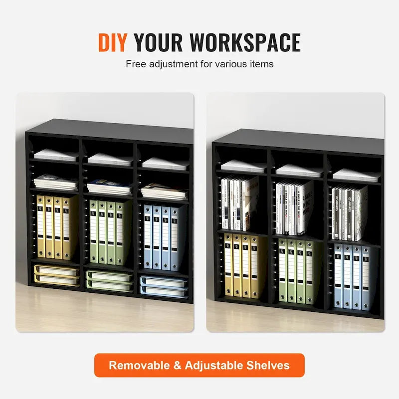 Organisateur de fichiers en bois à 36 compartiments, couleur vintage marron / gris / blanc / noir, pour utilisateur unique