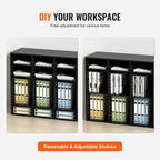Organisateur de fichiers en bois à 36 compartiments, couleur vintage marron / gris / blanc / noir, pour utilisateur unique