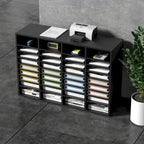 Organisateur de fichiers en bois à 36 compartiments, couleur vintage marron / gris / blanc / noir, pour utilisateur unique