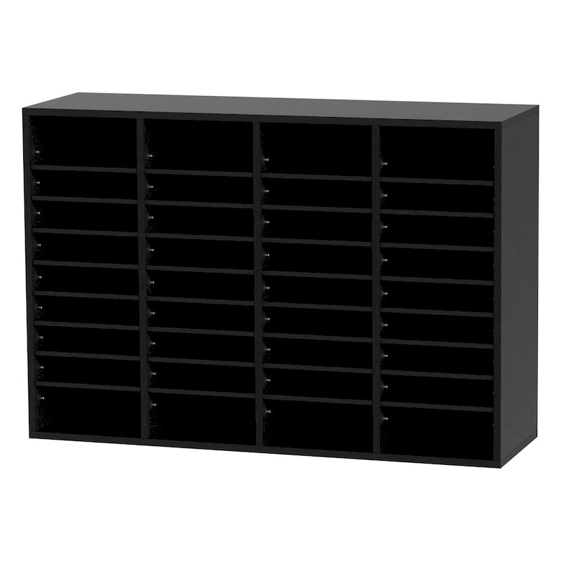 Organisateur de fichiers en bois à 36 compartiments, couleur vintage marron / gris / blanc / noir, pour utilisateur unique