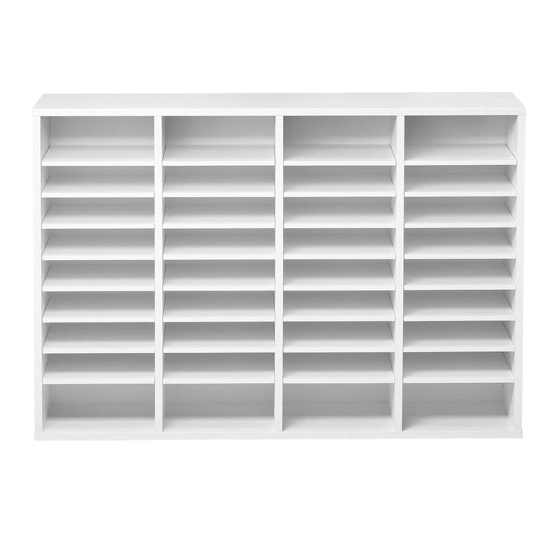 Organisateur de fichiers en bois à 36 compartiments, couleur vintage marron / gris / blanc / noir, pour utilisateur unique