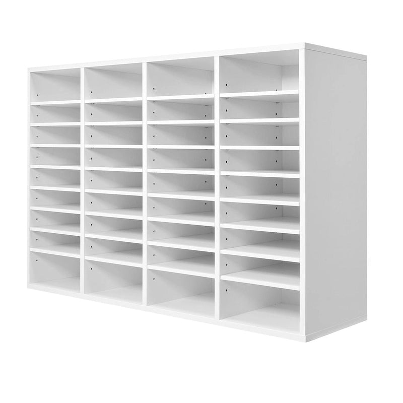 Organisateur de fichiers en bois à 36 compartiments, couleur vintage marron / gris / blanc / noir, pour utilisateur unique