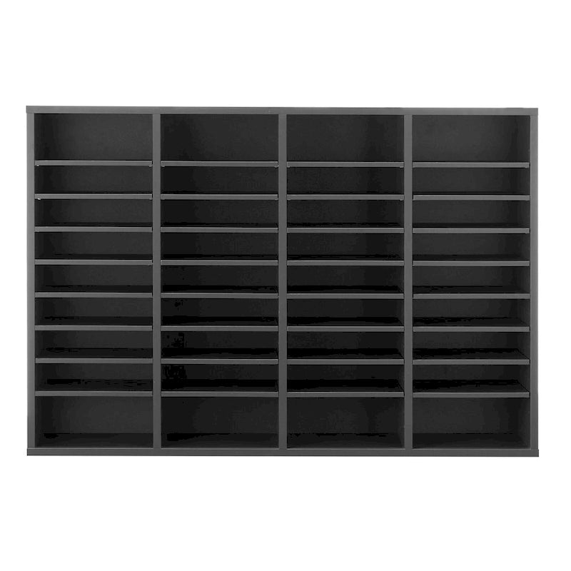 Organisateur de fichiers en bois à 36 compartiments, couleur vintage marron / gris / blanc / noir, pour utilisateur unique