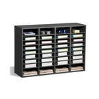 Organisateur de fichiers en bois à 36 compartiments, couleur vintage marron / gris / blanc / noir, pour utilisateur unique