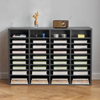 Organisateur de fichiers en bois à 36 compartiments, couleur vintage marron / gris / blanc / noir, pour utilisateur unique