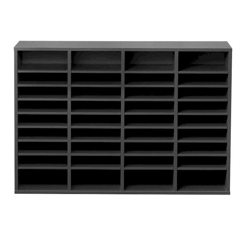 Organisateur de fichiers en bois à 36 compartiments, couleur vintage marron / gris / blanc / noir, pour utilisateur unique