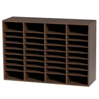 Organisateur de fichiers en bois à 36 compartiments, couleur vintage marron / gris / blanc / noir, pour utilisateur unique