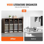 Organisateur de fichiers en bois à 36 compartiments, couleur vintage marron / gris / blanc / noir, pour utilisateur unique