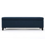 Banc de rangement ottoman en tissu bleu marine, 1 personne