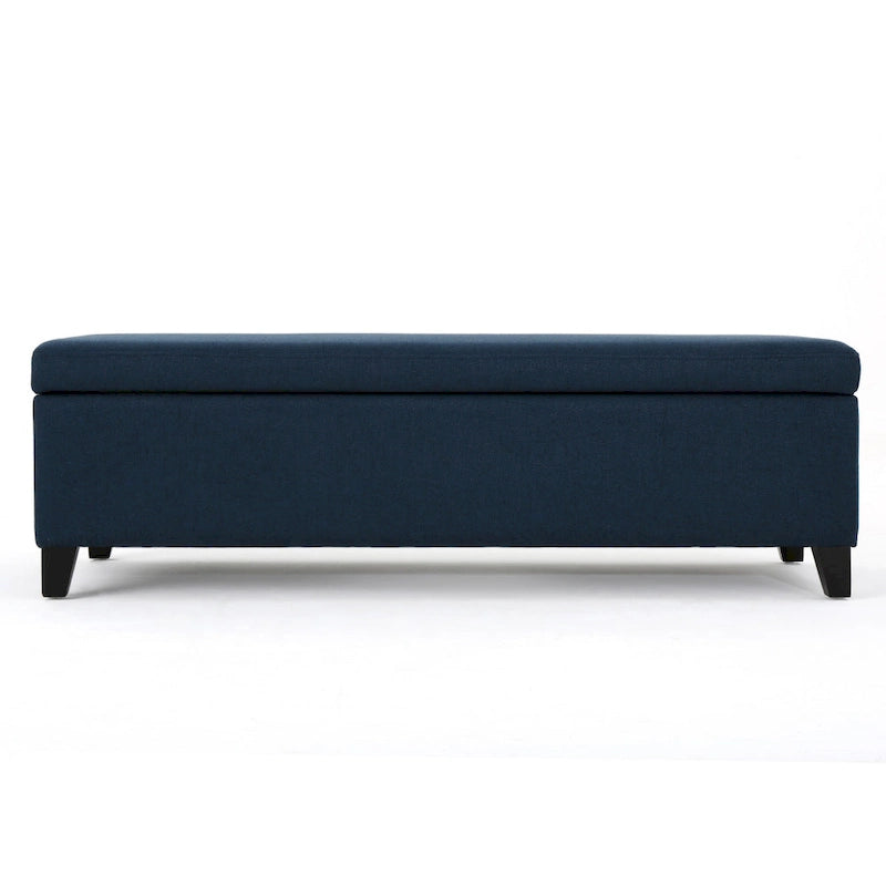 Banc de rangement ottoman en tissu bleu marine, 1 personne
