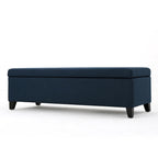 Banc de rangement ottoman en tissu bleu marine, 1 personne