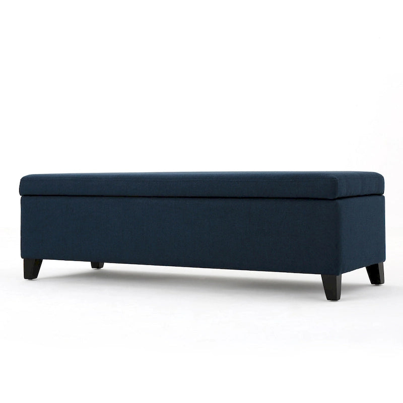 Banc de rangement ottoman en tissu bleu marine, 1 personne