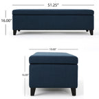 Banc de rangement ottoman en tissu bleu marine, 1 personne