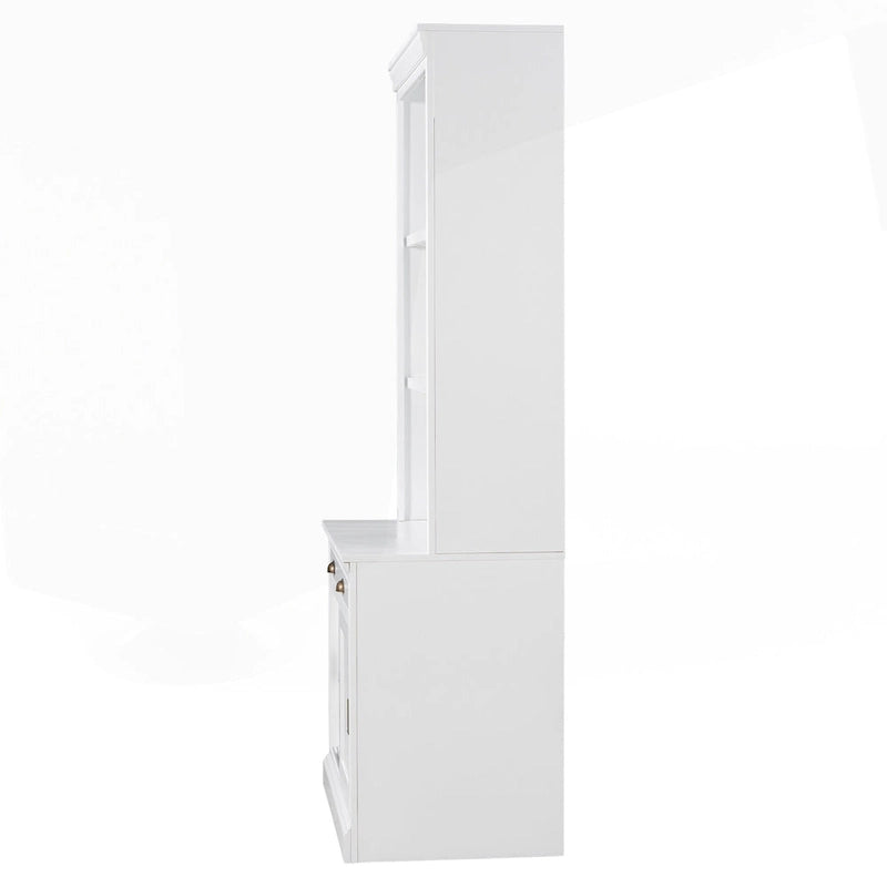 Bibliothèque moderne blanche avec portes coulissantes, éclairage LED, 1 tiroir – Assemblage par 2 ou 3 personnes