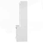 Bibliothèque moderne blanche avec portes coulissantes, éclairage LED, 1 tiroir – Assemblage par 2 ou 3 personnes