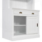 Bibliothèque moderne blanche avec portes coulissantes, éclairage LED, 1 tiroir – Assemblage par 2 ou 3 personnes
