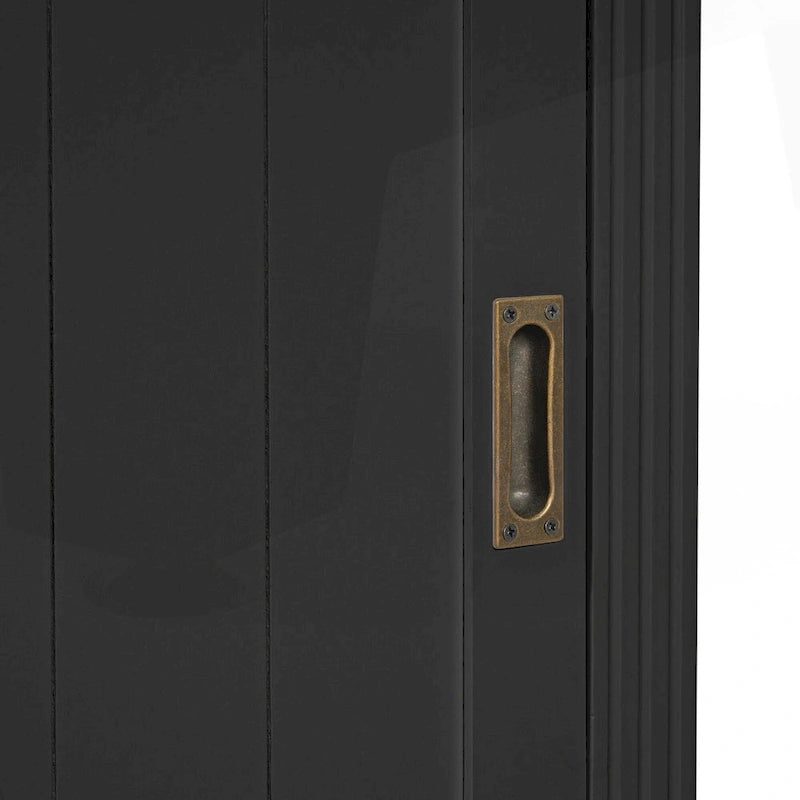 Bibliothèque moderne blanche avec portes coulissantes, éclairage LED, 1 tiroir – Assemblage par 2 ou 3 personnes