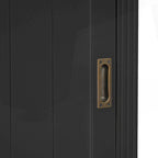 Bibliothèque moderne blanche avec portes coulissantes, éclairage LED, 1 tiroir – Assemblage par 2 ou 3 personnes