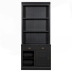 Bibliothèque moderne blanche avec portes coulissantes, éclairage LED, 1 tiroir – Assemblage par 2 ou 3 personnes