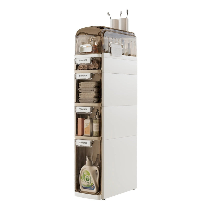 Meuble de rangement blanc à 5 tiroirs fin, pour 1 personne