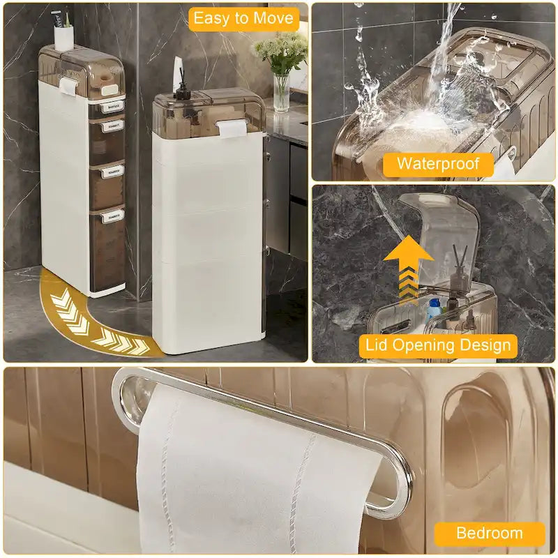 Meuble de rangement blanc à 5 tiroirs fin, pour 1 personne
