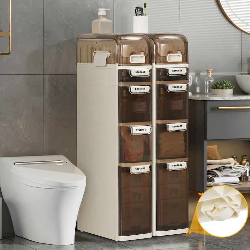 Meuble de rangement blanc à 5 tiroirs fin, pour 1 personne